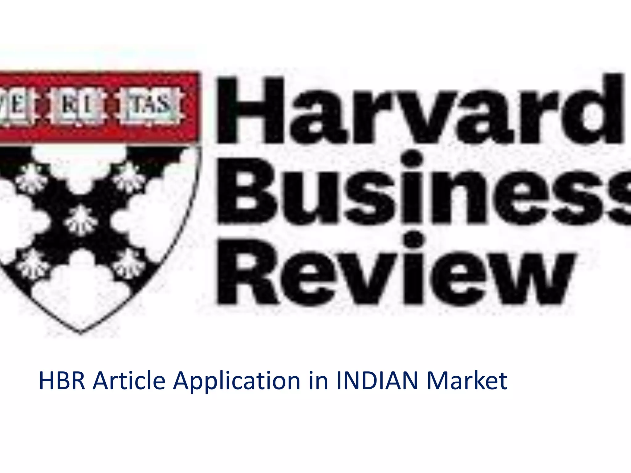 HBR Article Application in INDIAN Market
 