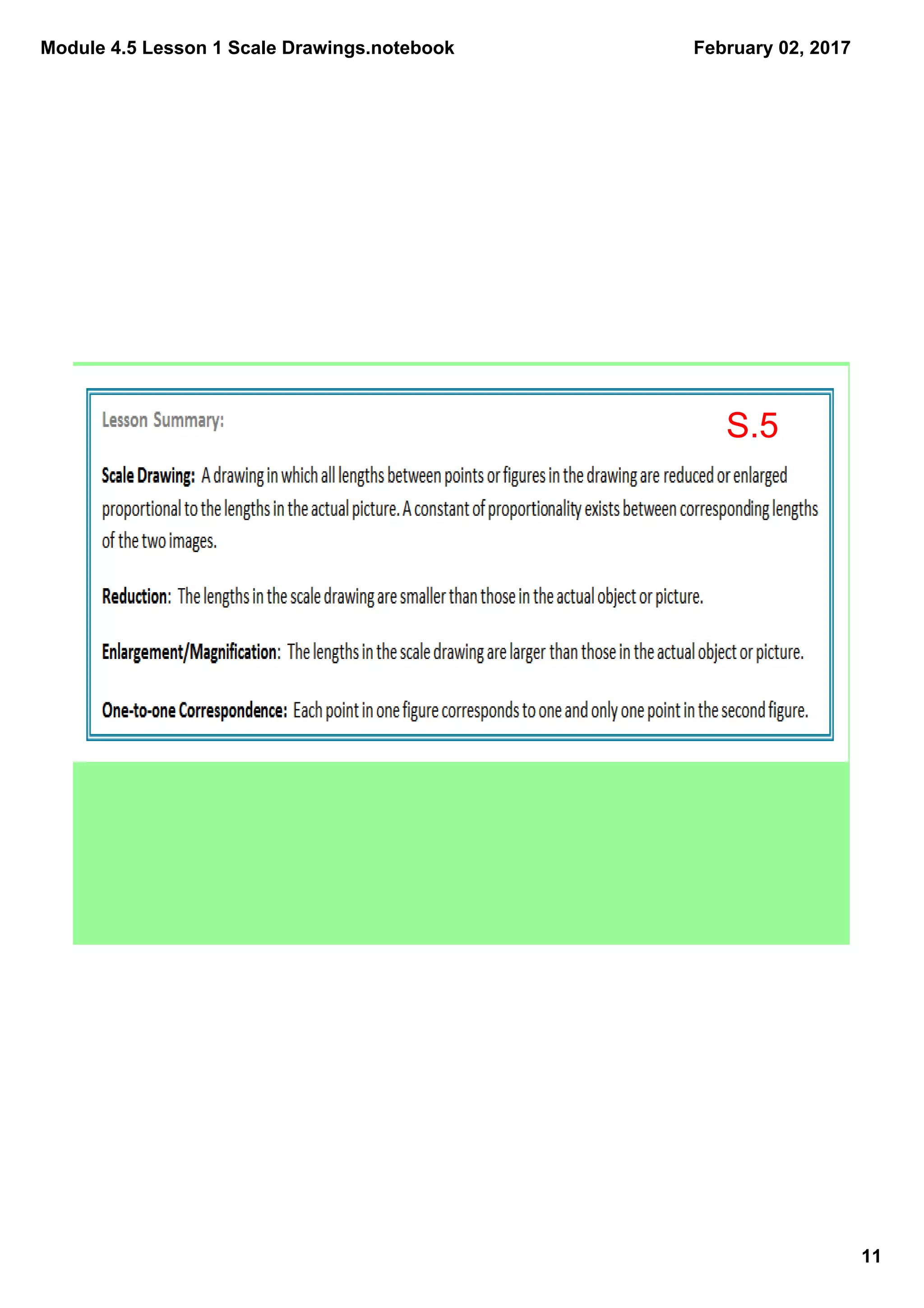 Module 4.5 Lesson 1 Scale Drawings.notebook
11
February 02, 2017
S.5
 