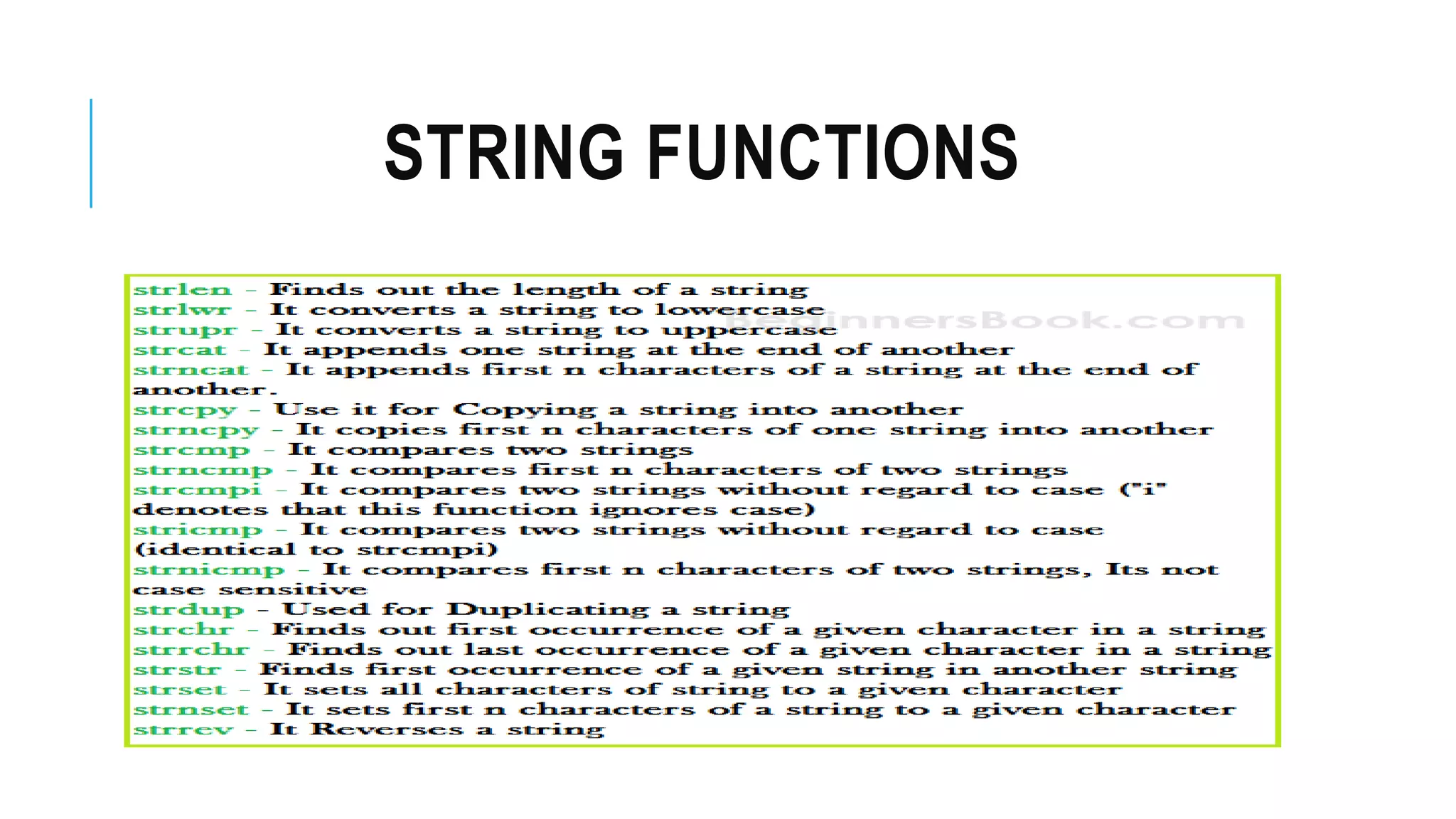 STRING FUNCTIONS 