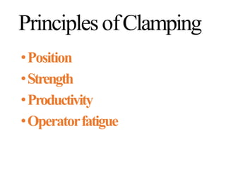 PrinciplesofClamping
•Position
•Strength
•Productivity
•Operatorfatigue
 