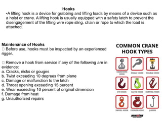 Hoist Cable Nicks And Gouges Safety hazards in machines -material handling | PPT