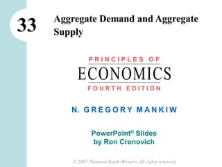© 2007 Thomson South-Western, all rights reserved
N. G R E G O R Y M A N K I W
PowerPoint® Slides
by Ron Cronovich
Aggregate Demand and Aggregate
Supply
33
ECONOMICS
P R I N C I P L E S O F
F O U R T H E D I T I O N
 
