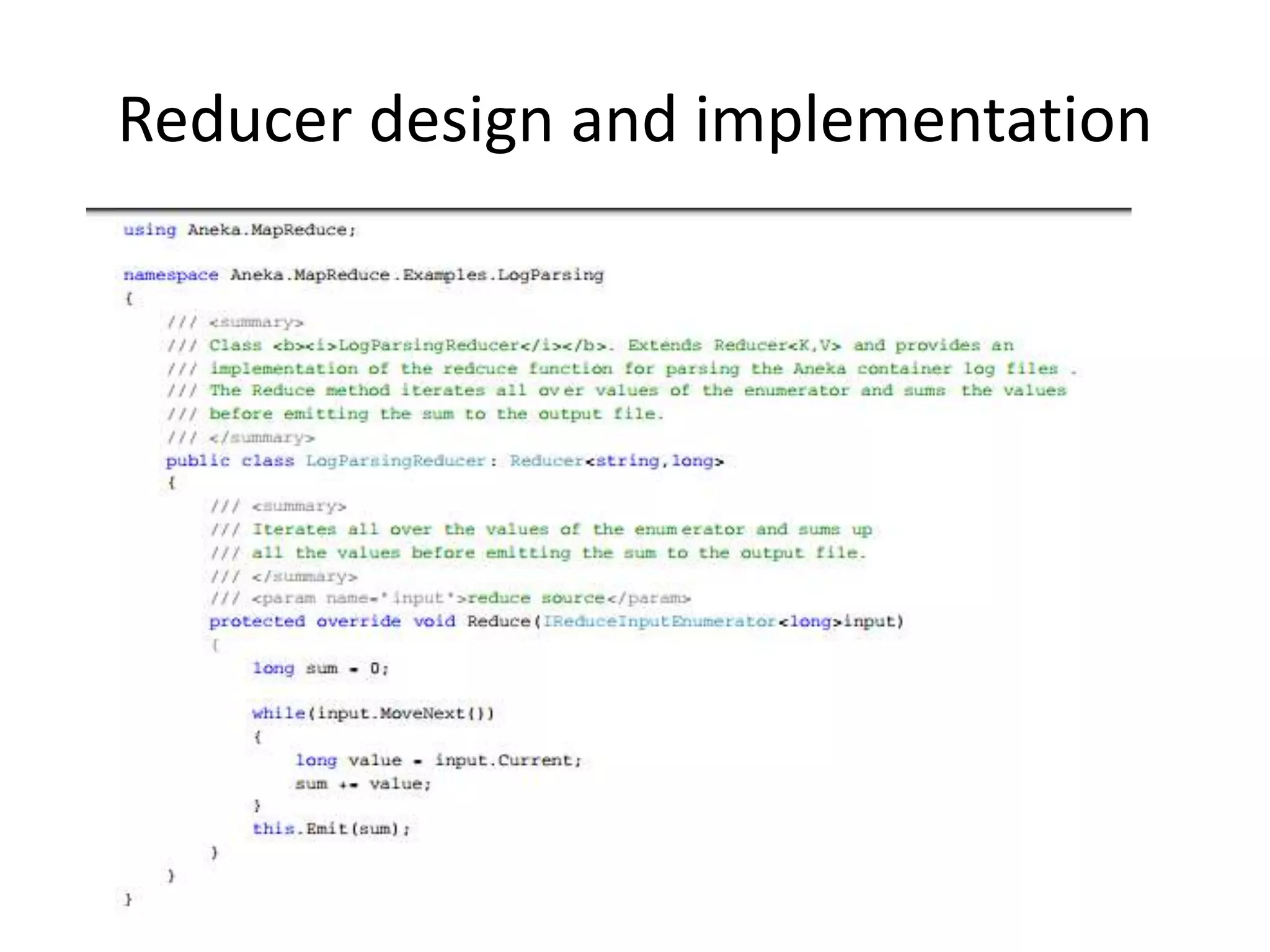 Reducer design and implementation 