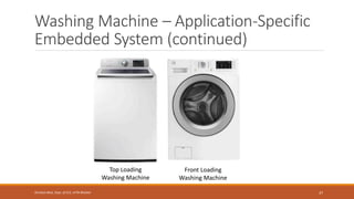 Washing Machine – Application-Specific
Embedded System (continued)
37
Shrishail Bhat, Dept. of ECE, AITM Bhatkal
Top Loading
Washing Machine
Front Loading
Washing Machine
 