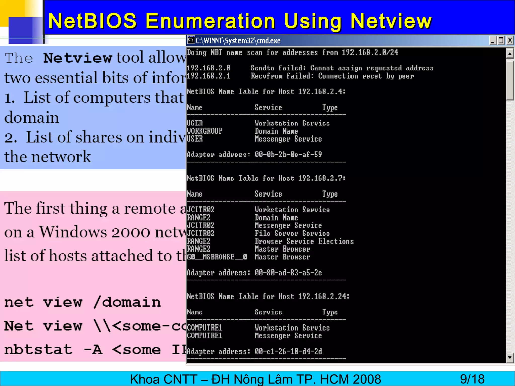 NetBIOS Enumeration Using Netview 