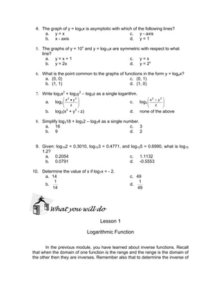 Module 4 exponential and logarithmic functions | PDF