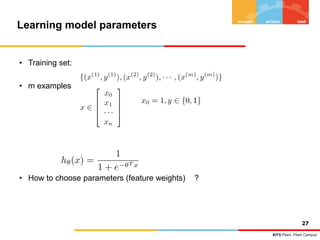 BITS Pilani, Pilani Campus
Learning model parameters
• Training set:
• m examples
• How to choose parameters (feature weights) ?
27
 