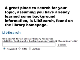 Library Database Search Tips for Finding Better Information | PPTX