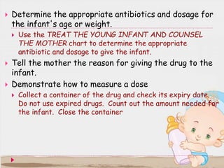 If you are giving the mother tablets:
 Show the mother the amount to give per dose. If
needed, show her how to divide a t...