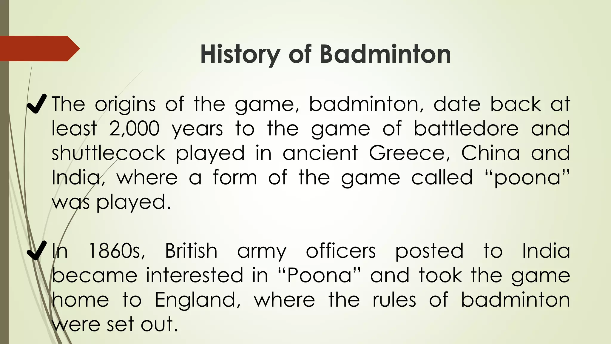 Module 4_ Badminton_History, Basic Skills, Equipment, Rules and