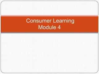 Consumer Learning
Module 4
 