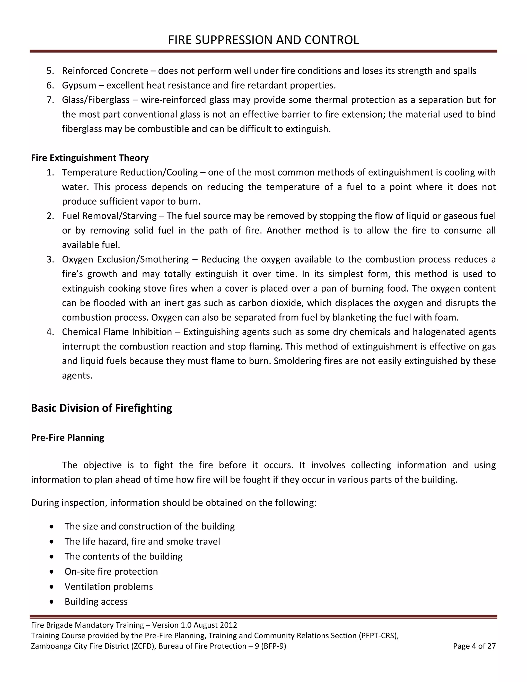 Volunteer Fire Brigade Training Module 4 fire suppression and control | PDF