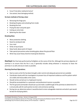 Volunteer Fire Brigade Training Module 4 fire suppression and control | PDF