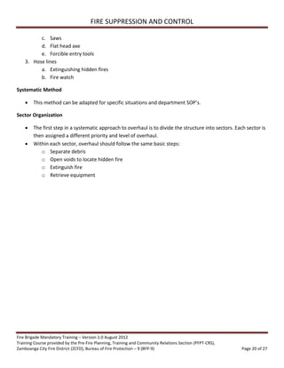 Volunteer Fire Brigade Training Module 4 fire suppression and control | PDF
