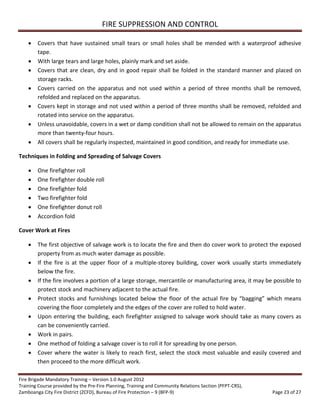 Volunteer Fire Brigade Training Module 4 fire suppression and control | PDF