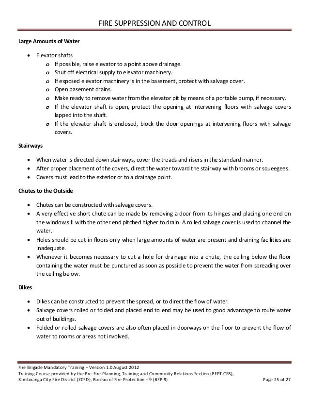 Volunteer Fire Brigade Training Module 4 Fire Suppression And Control