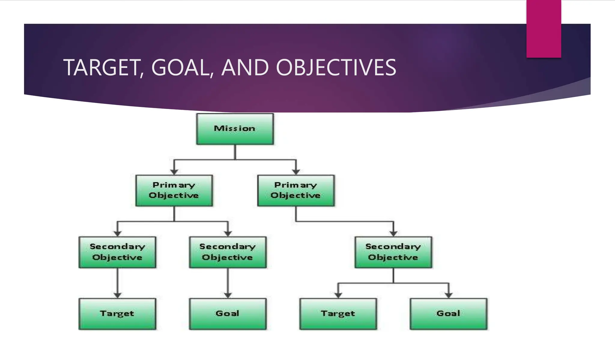 TARGET, GOAL, AND OBJECTIVES
 