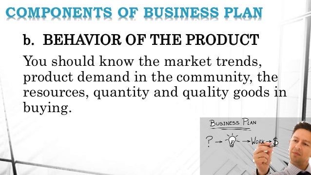 behavior of the product in business plan