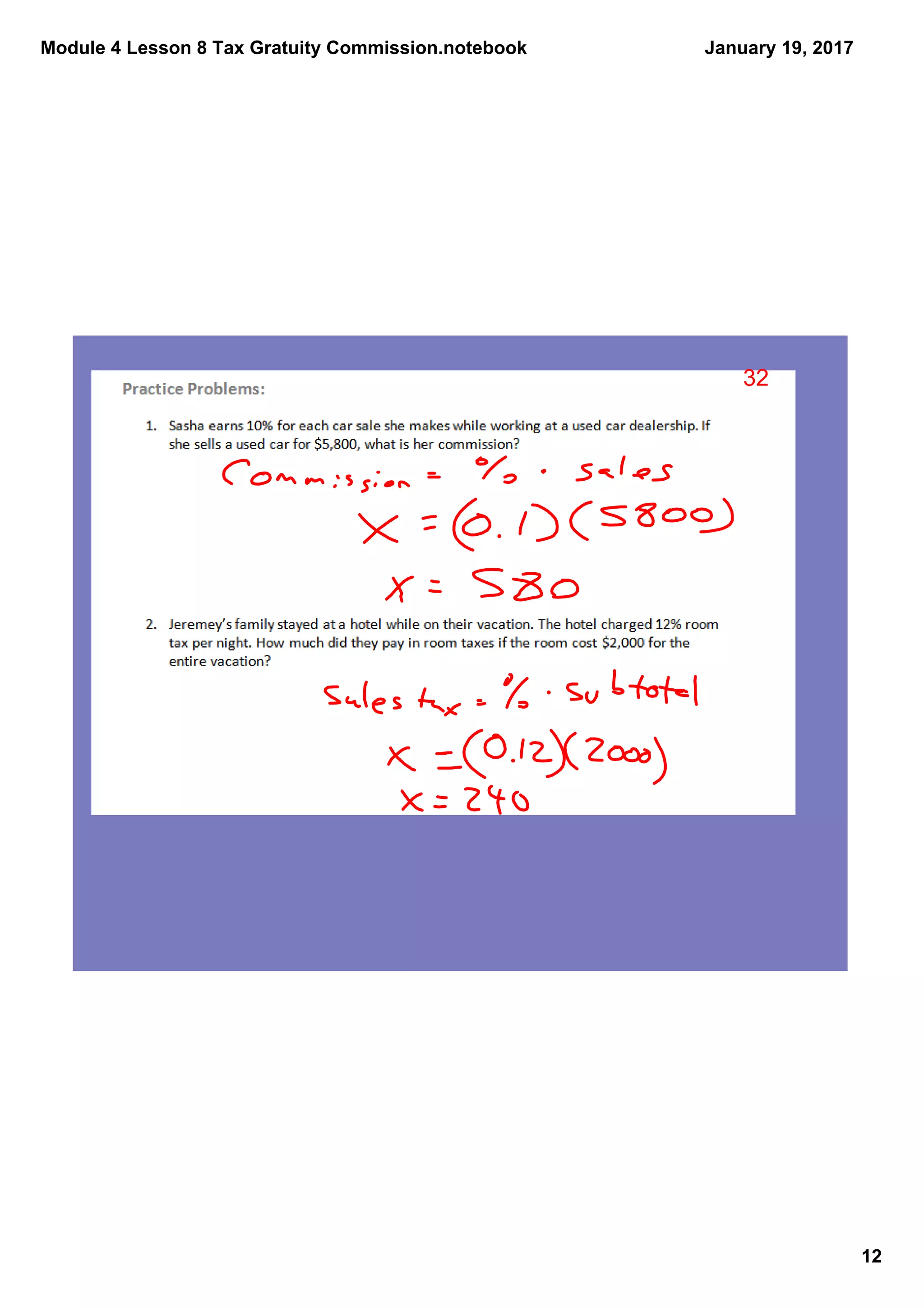 Module 4 Lesson 8 Tax Gratuity Commission.notebook
12
January 19, 2017
32
 