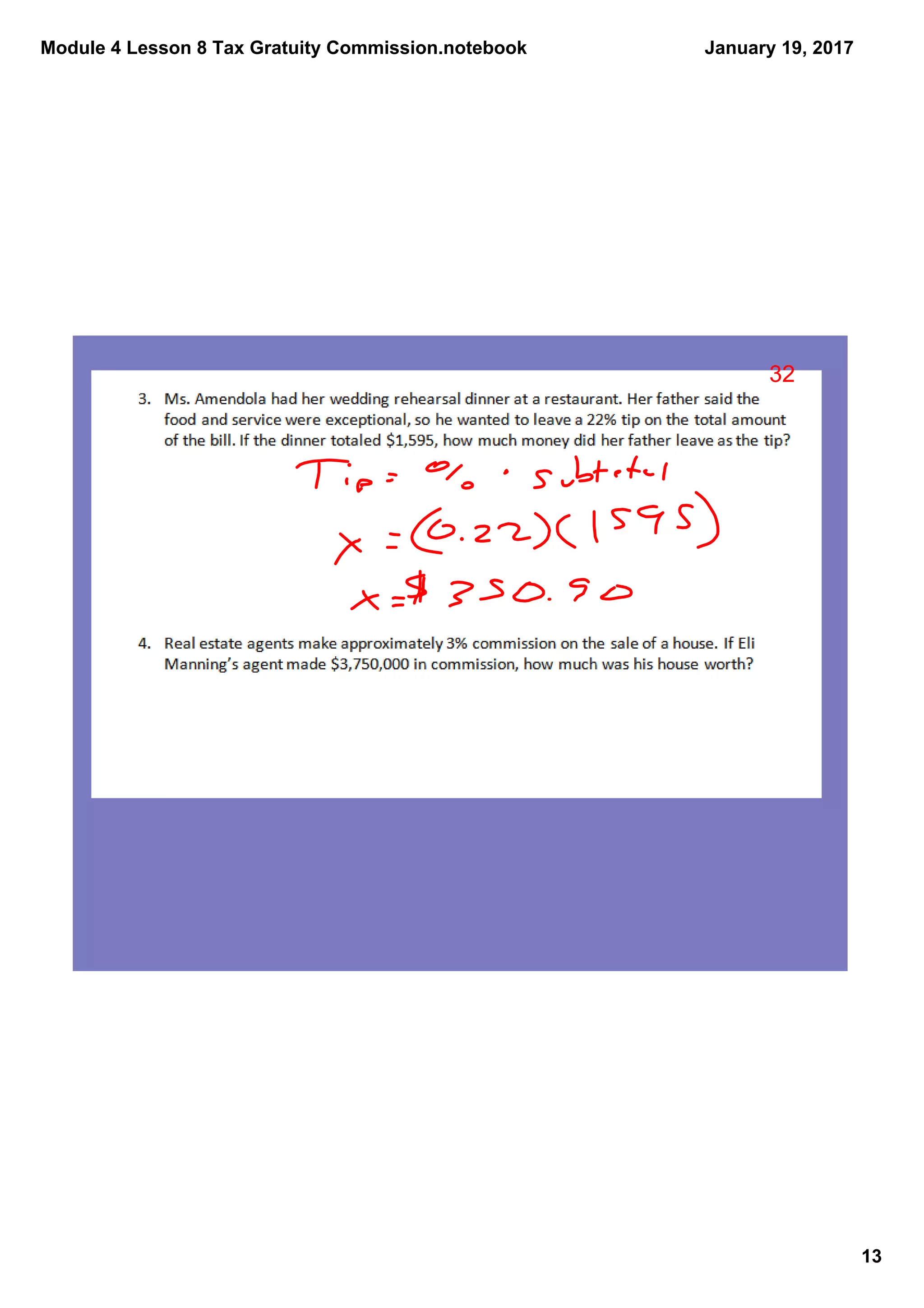Module 4 Lesson 8 Tax Gratuity Commission.notebook
13
January 19, 2017
32
 