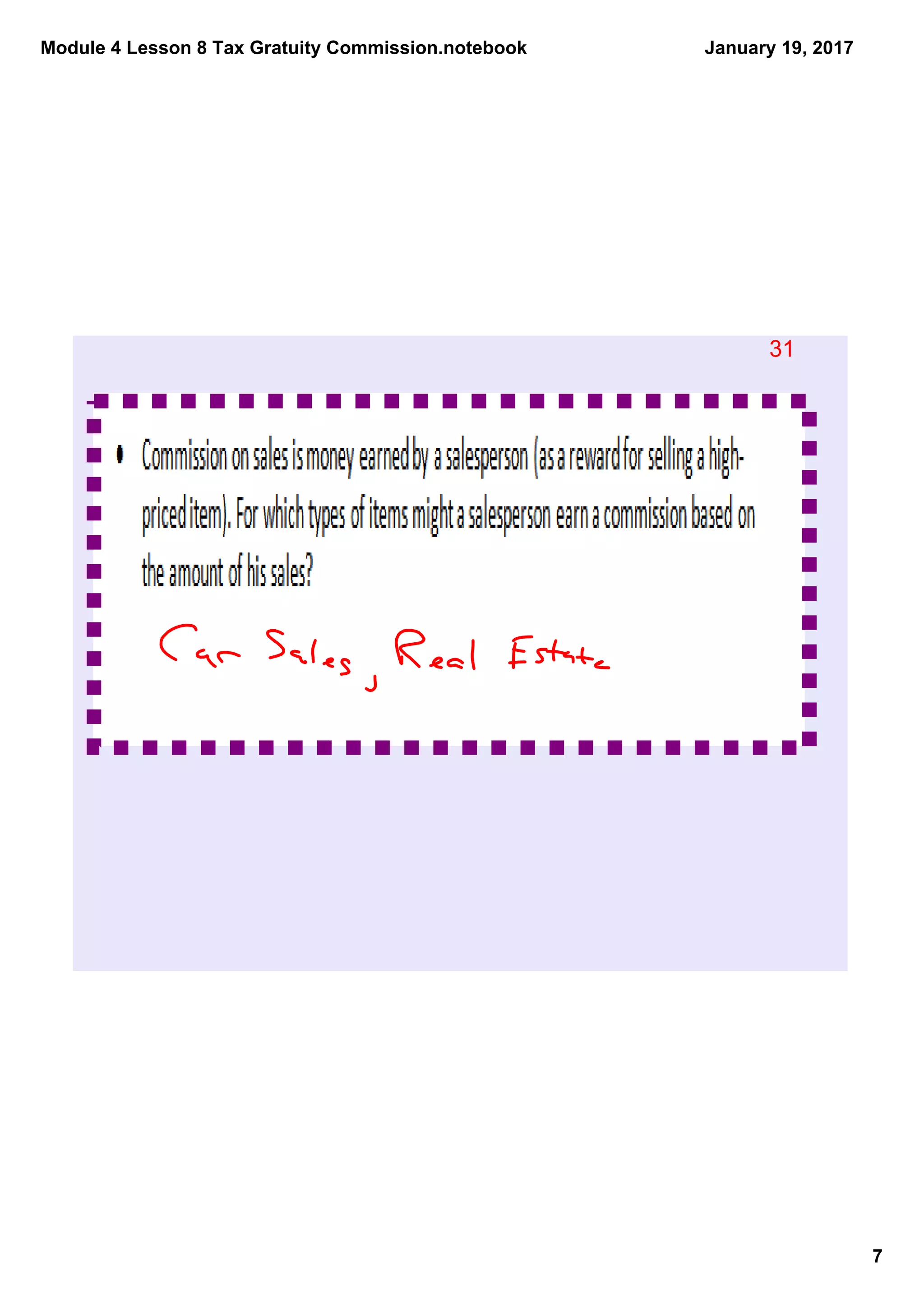 Module 4 Lesson 8 Tax Gratuity Commission.notebook
7
January 19, 2017
31
 