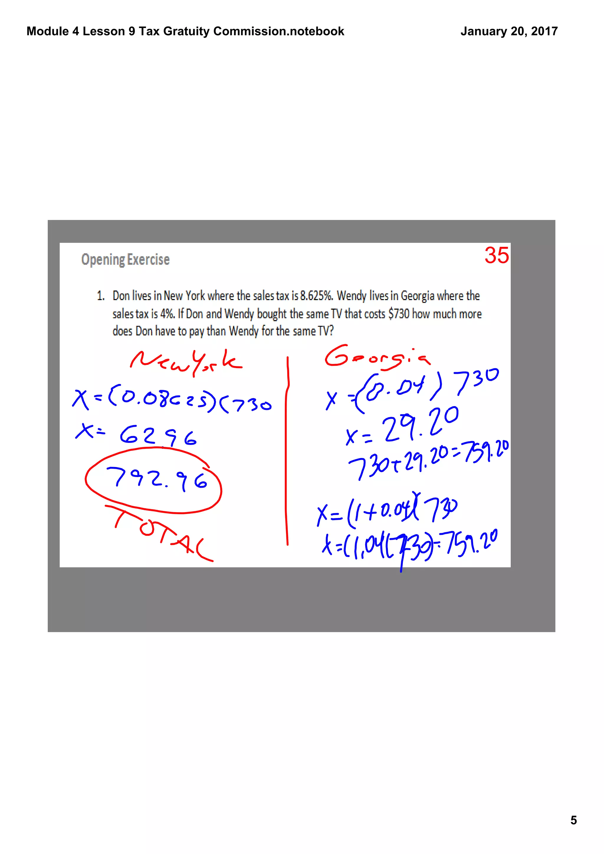 Module 4 Lesson 9 Tax Gratuity Commission.notebook
5
January 20, 2017
35
