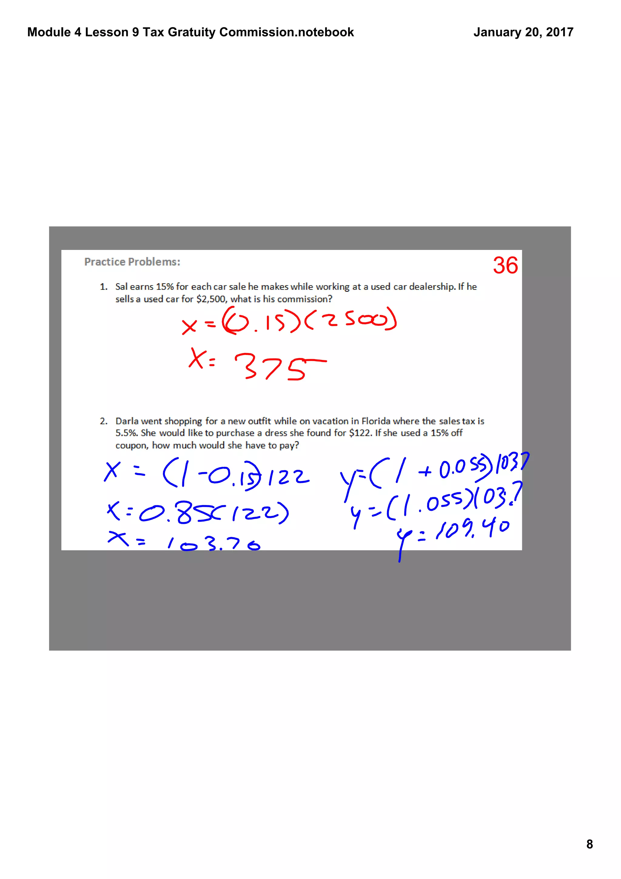 Module 4 Lesson 9 Tax Gratuity Commission.notebook
8
January 20, 2017
36