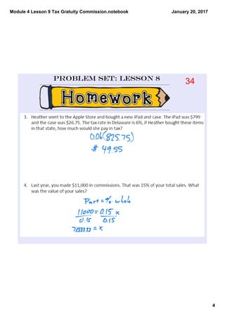 Module 4 Lesson 9 Tax Gratuity Commission.notebook
4
January 20, 2017
Problem Set: Lesson 8
34
 