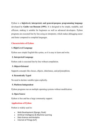 Comprehensive Introduction to Python Programming: Variables, Data Types ...