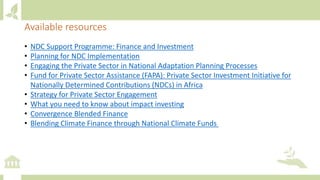 Module 4: Private sector engagement for NDC implementation