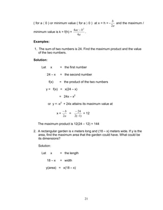 Module 4 quadratic functions | PDF