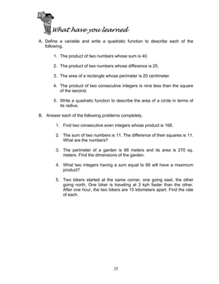 Module 4 quadratic functions | PDF