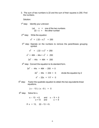 Module In Quadratic Function Module 4 quadratic functions | PDF