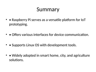 Comprehensive Guide to Raspberry Pi in IoT Systems and Applications | PPTX
