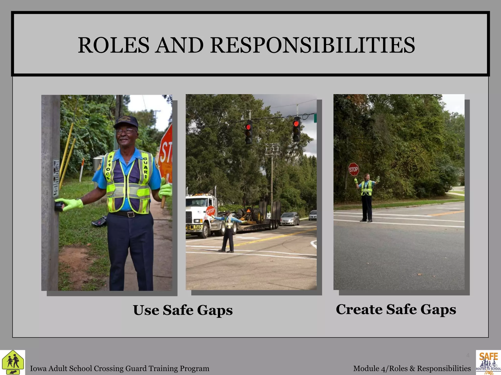 ROLES AND RESPONSIBILITIES Create Safe Gaps Use Safe Gaps 
