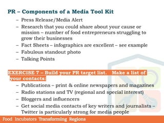 PR – Components of a Media Tool Kit
 