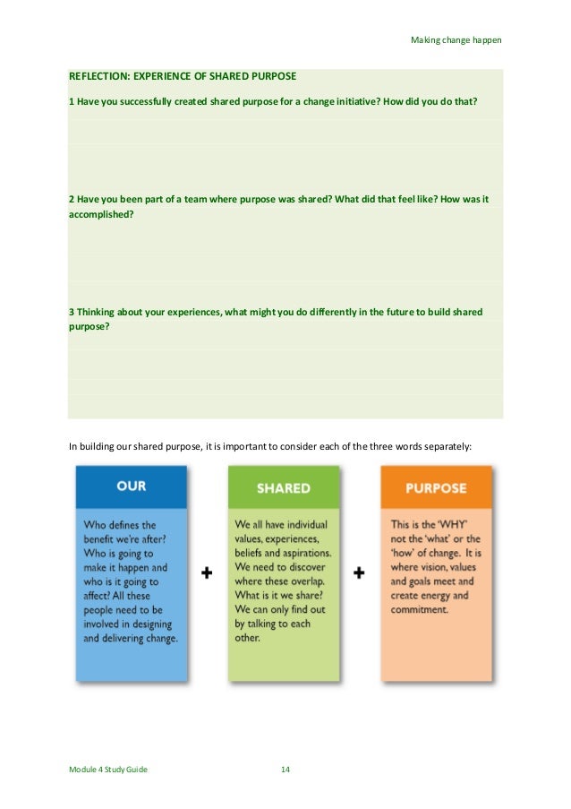 Module 4 study guide - making change happen
