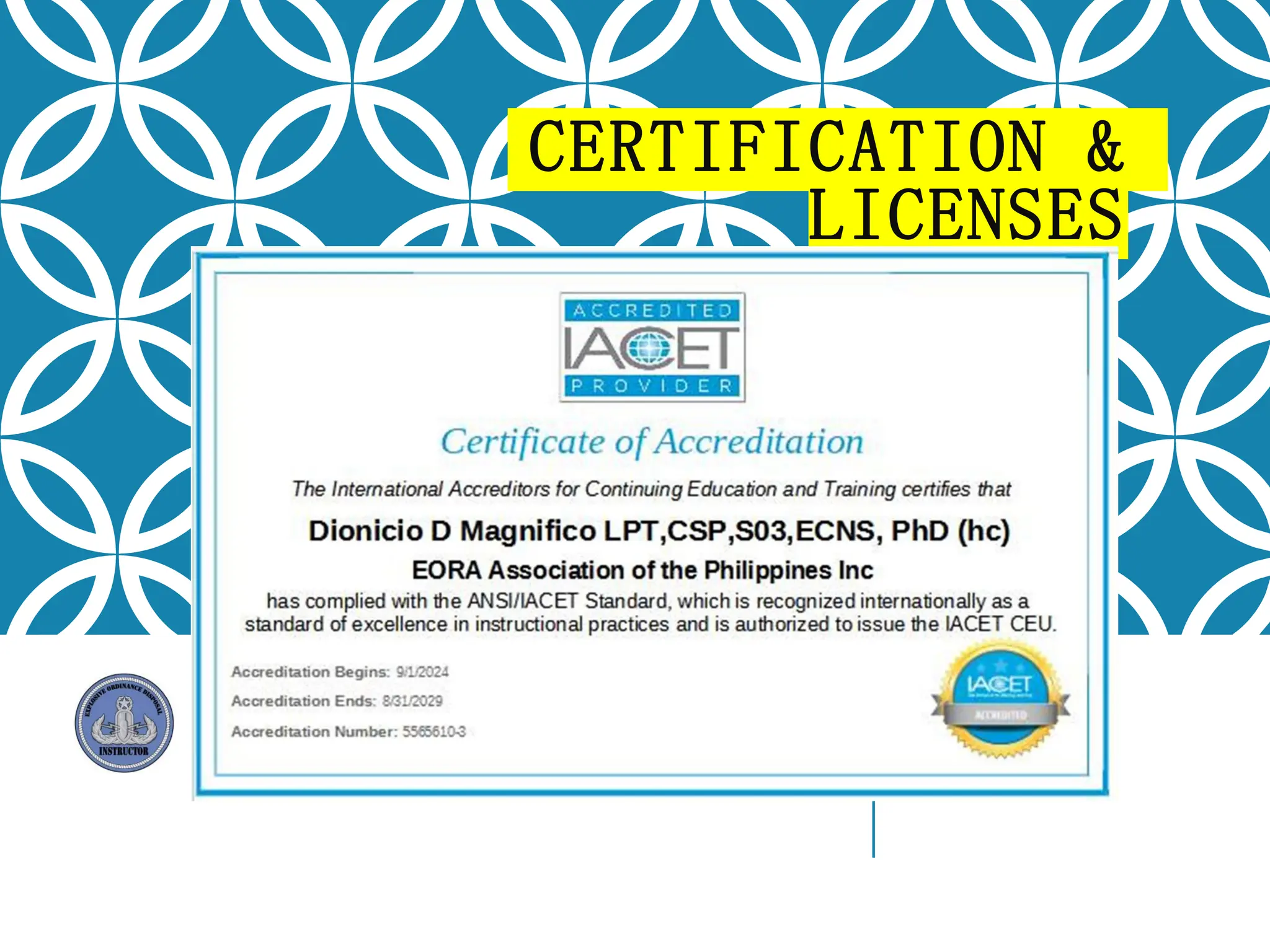 CERTIFICATION &
LICENSES
 