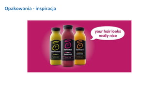 Kliknij aby pisać
NAGŁÓWEKDodawanie wigoru marce – znaczenie opakowania
Źródło: www.innocentdrinks.ie
Opakowania - inspiracja
 