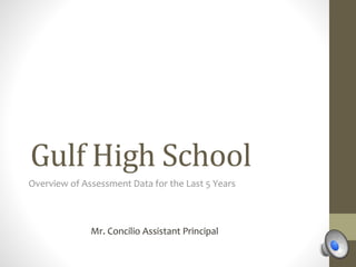 Gulf High School 
Overview of Assessment Data for the Last 5 Years 
Mr. Concilio Assistant Principal 
 