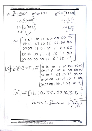 VTU CBCS E&C 5th sem Information theory and coding(15EC54) Module -5 notes