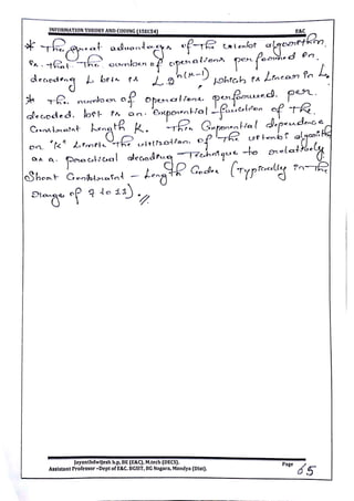 VTU CBCS E&C 5th sem Information theory and coding(15EC54) Module -5 notes