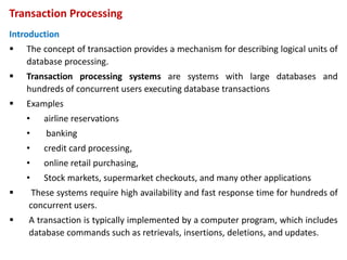 Transactions and concurrency control mechanisms in database management ...