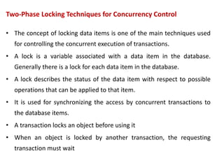 Transactions and concurrency control mechanisms in database management ...