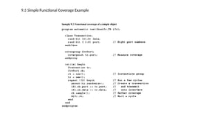 9.3 Simple Functional Coverage Example
 
