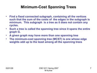 Minimum spanning tree of a graph - greedy method | PPT