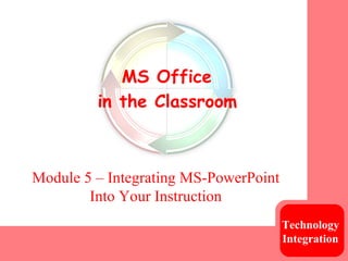 Module 5 – Integrating MS-PowerPoint Into Your Instruction Technology  Integration   MS Office  in the Classroom   