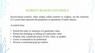 User Interface Design Module 5 screen based controls | PDF