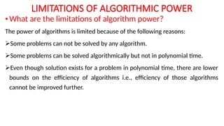 Comprehensive Analysis of Algorithmic Limitations and Problem Classes ...
