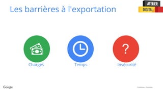Confidential + Proprietary
Les barrières à l'exportation
Charges Temps Insécurité
?
 